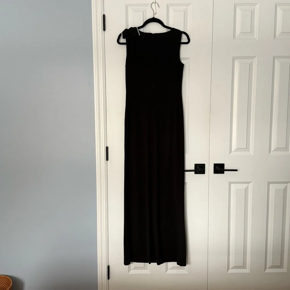 Karl Lagerfeld Paris Black Sleeveless Gown w/ Pearl Trim | Size 4 - Picture 3 of 11